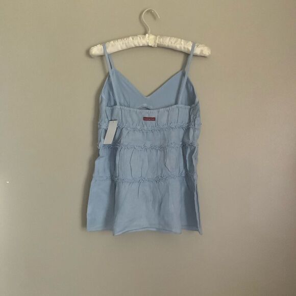 Light Blue Sleeveless Women's Linen Ruffled Top Hardtail Clothing NWT Medium - Picture 3 of 12